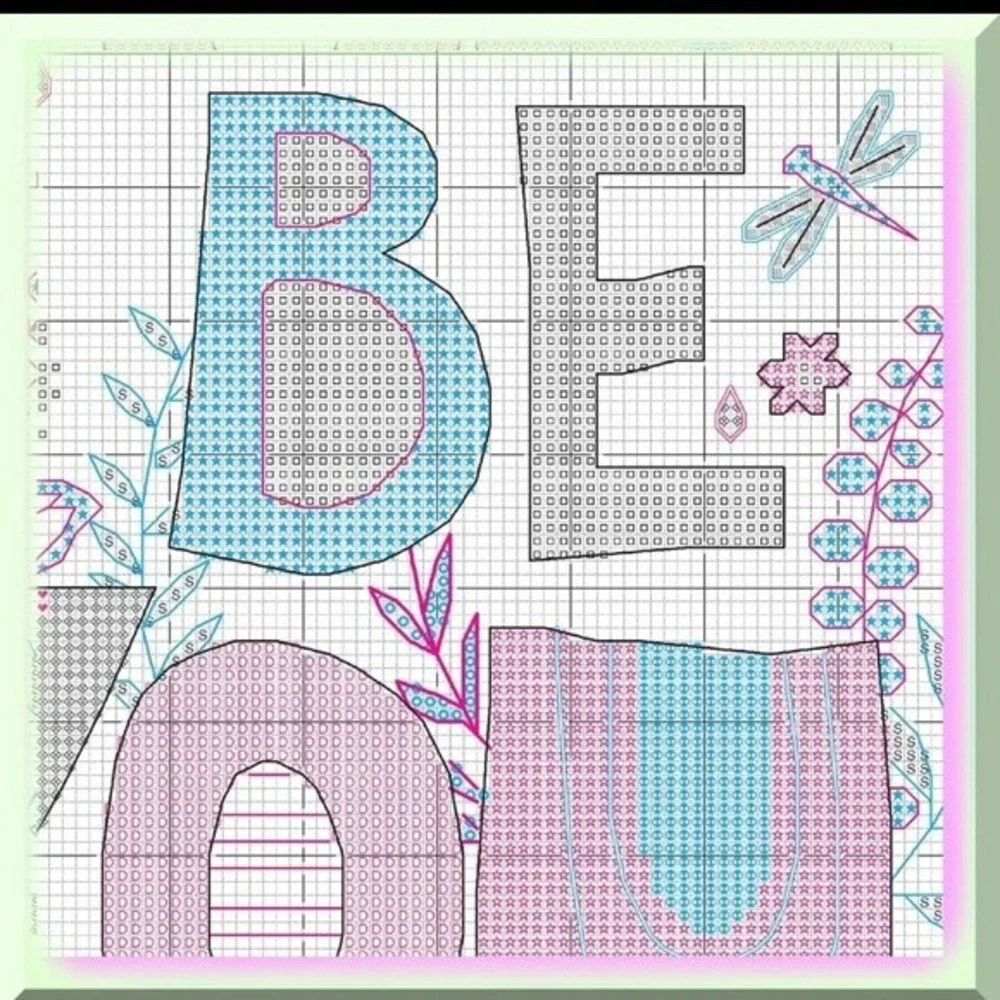 NEW Dimensions Be-You-Tiful Creative Cross Stitch Kit Navy Floral 70-35413 11x11